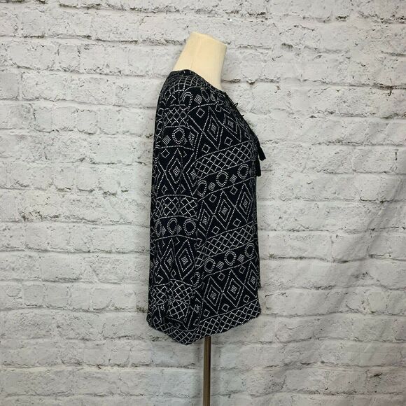 Madewell Black Primal Print 3/4 Sleeve Tunic Blouse Small - Picture 11 of 12